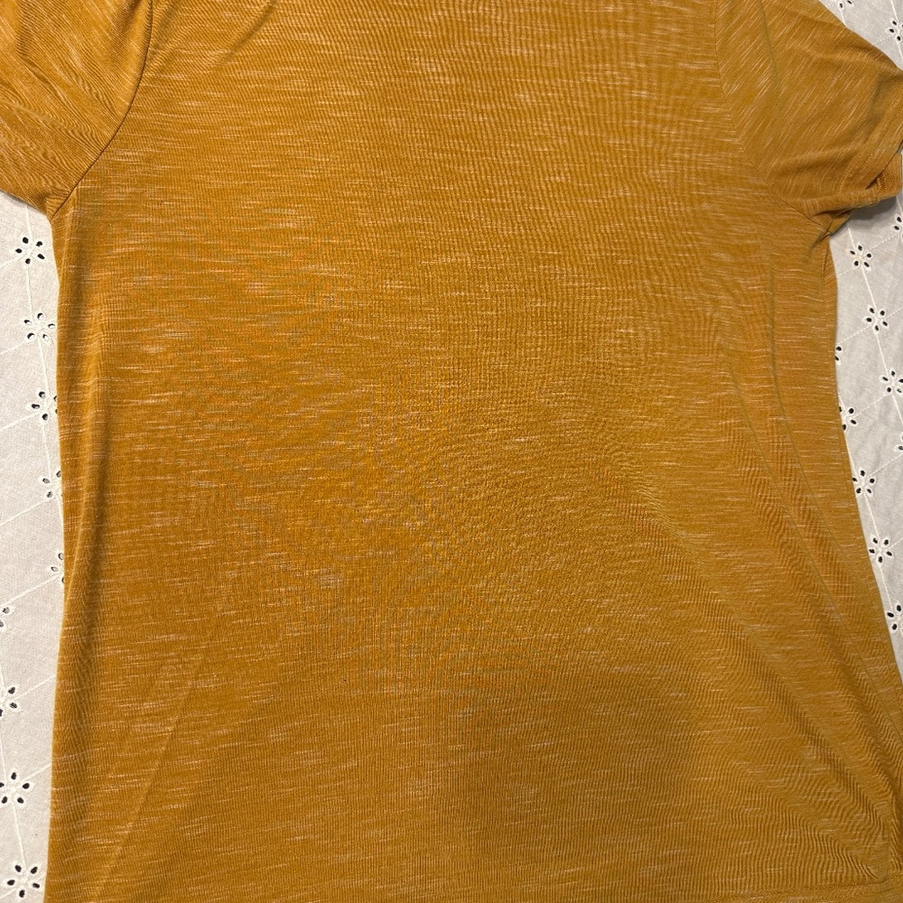 Forever 21 Men Mustard Yellow Slub Knit T-Shirt XL Short Sleeve